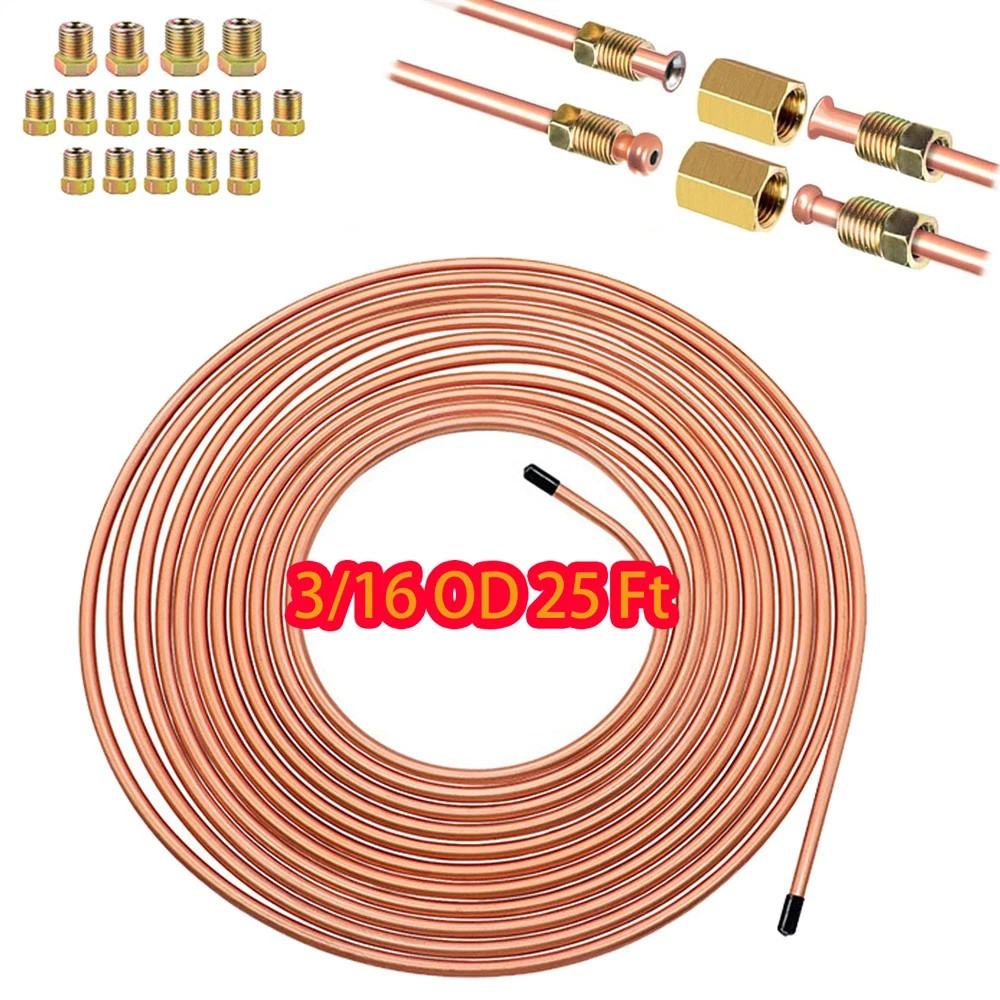 Copper Nickel Brake Line Tubing Kit 3/16 OD 25 Ft Coil Roll all Size Fittings US Copper Nickel Brake Line Tubing Kit 3/16 OD 25 Ft Coil Roll all Size Fittings US