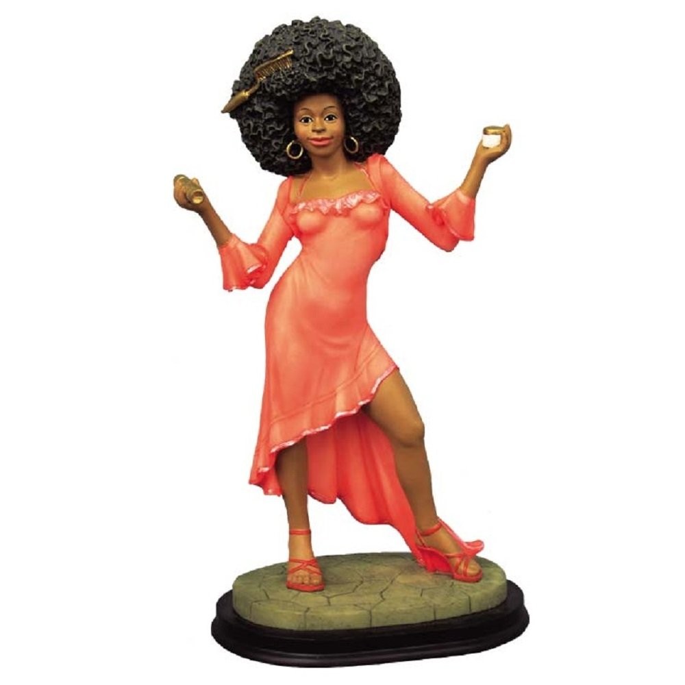Ebony Treasures Retro Afro Queen Red 9 in Resin Figurine Decor