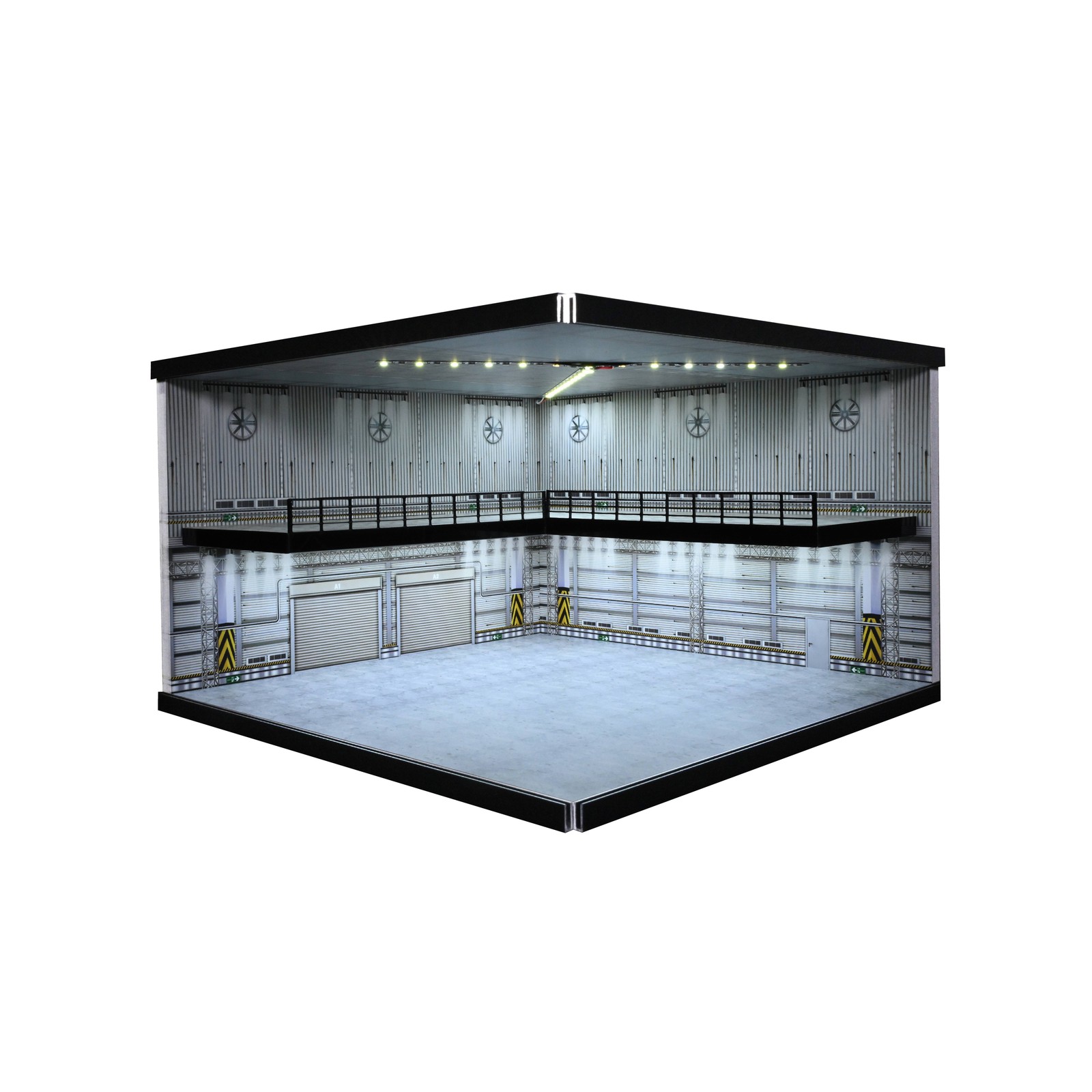 1/64 Scale Garage Diorama Model with LED Lights, Parking Lot Scene Display Model