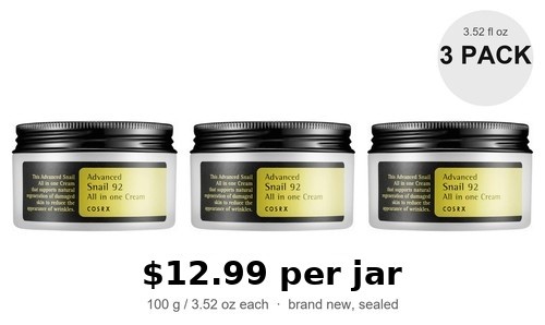 COSRX Advanced Snail 92 All in One Cream 100g 3 Pack Three Jars Snail Mucin NEW