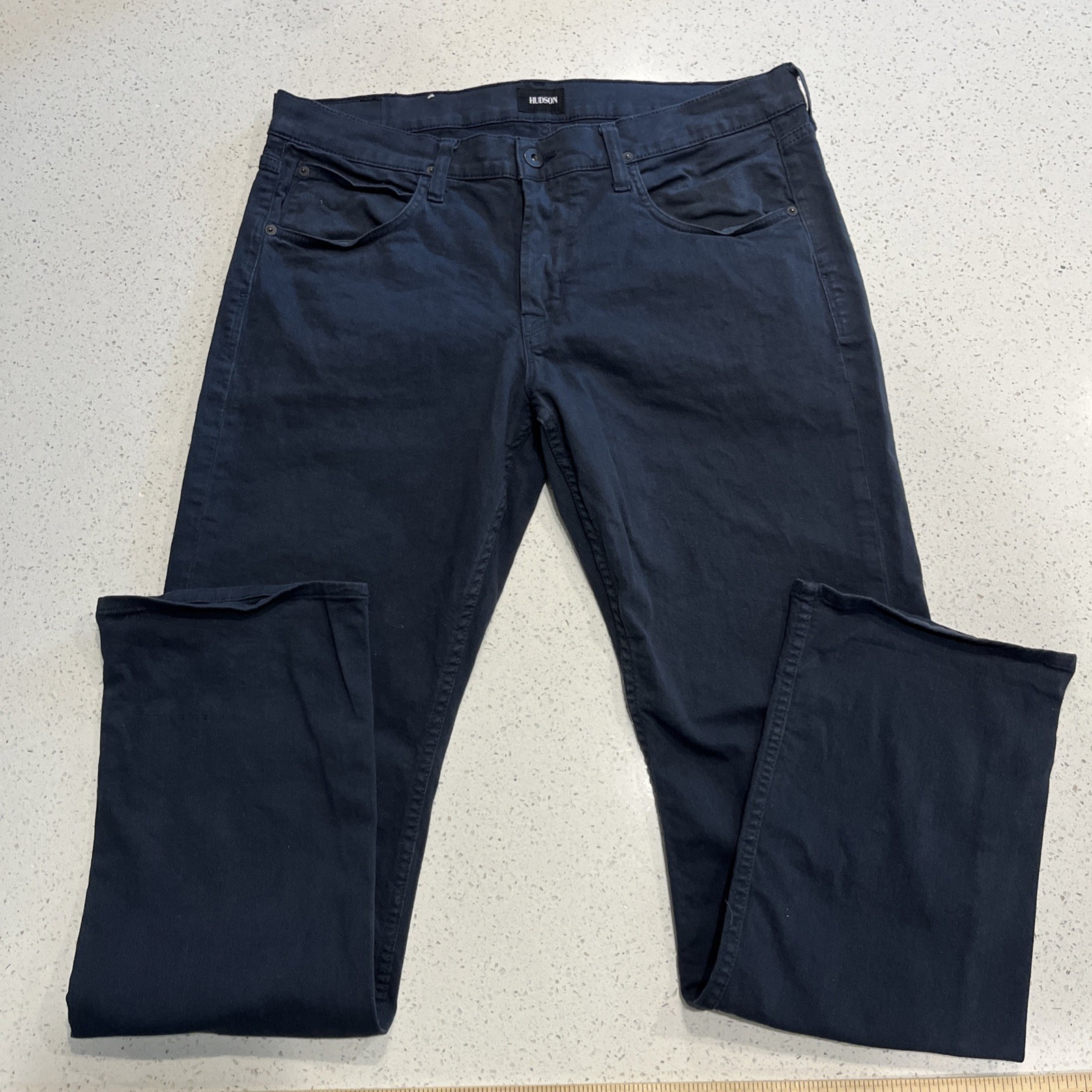 Hudson Mens 36W 33L Straight Blue Five Pocket Pants Button Fly Hudson Mens 36W 33L Straight Blue Five Pocket Pants Button Fly