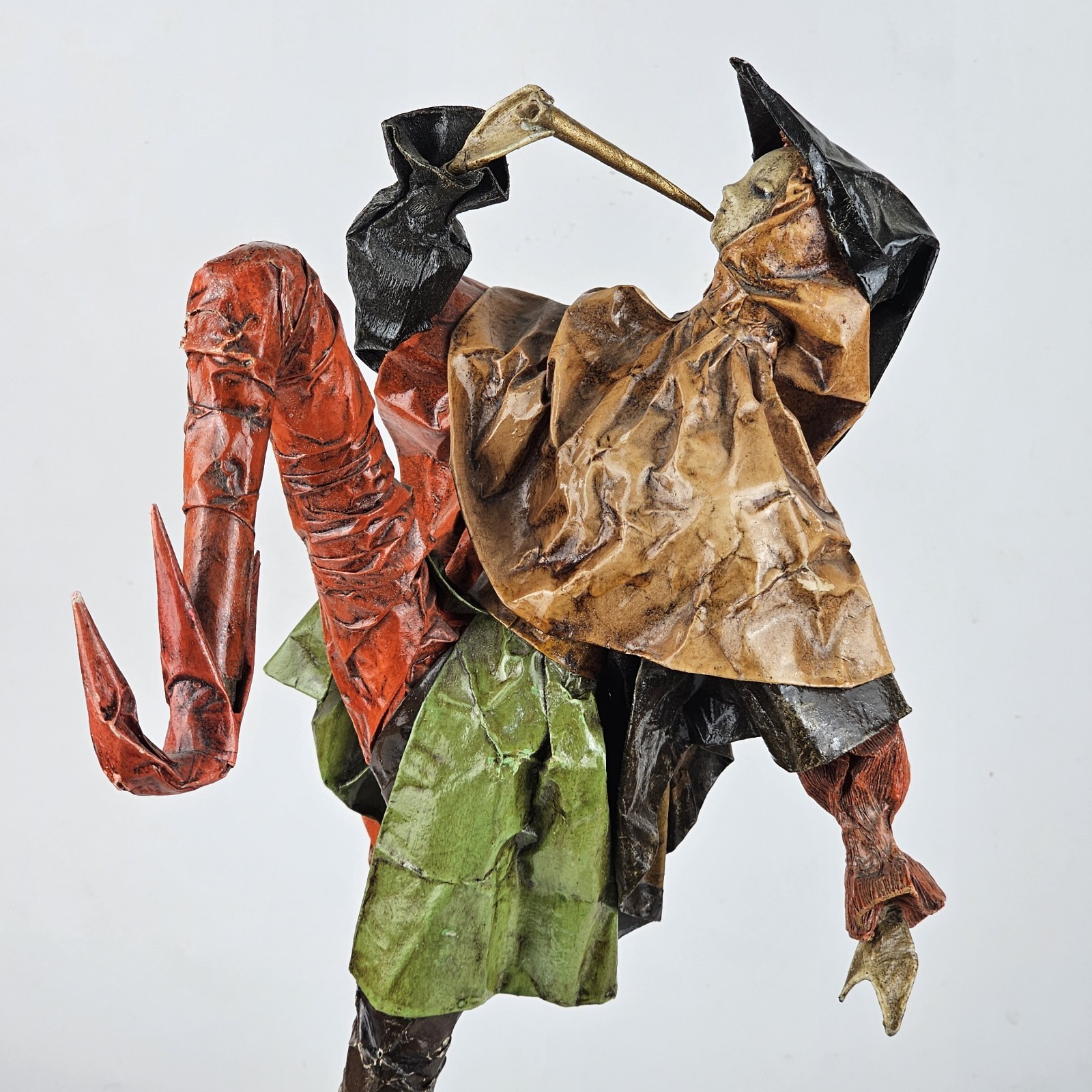RARE Vintage Martin Renteria Papier Mache Mexican Folk Art Jester Sculpture 14.5