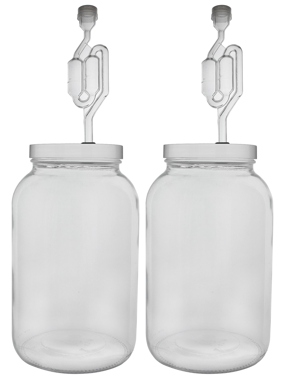 One Gallon Wide Mouth Jar with Lid and Twin Bubble Airlock-Set of 2 One Gallon Wide Mouth Jar with Lid and Twin Bubble Airlock-Set of 2