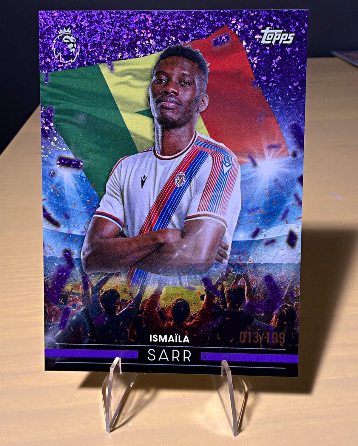 Topps EPL 2026/27 Ismaïla Sarr Flying the Flag #FF 11 Purple Sparkle Foil /199 Topps EPL 2026/27 Ismaïla Sarr Flying the Flag #FF 11 Purple Sparkle Foil /199