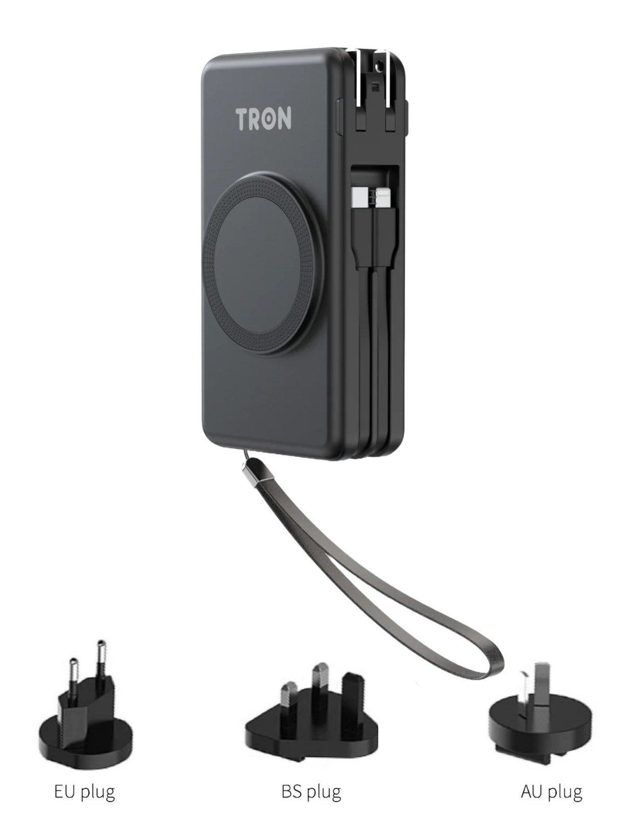 TRON  Travel power bank 20000mAh   Magnetic Wireless Charging Black TSA-approved