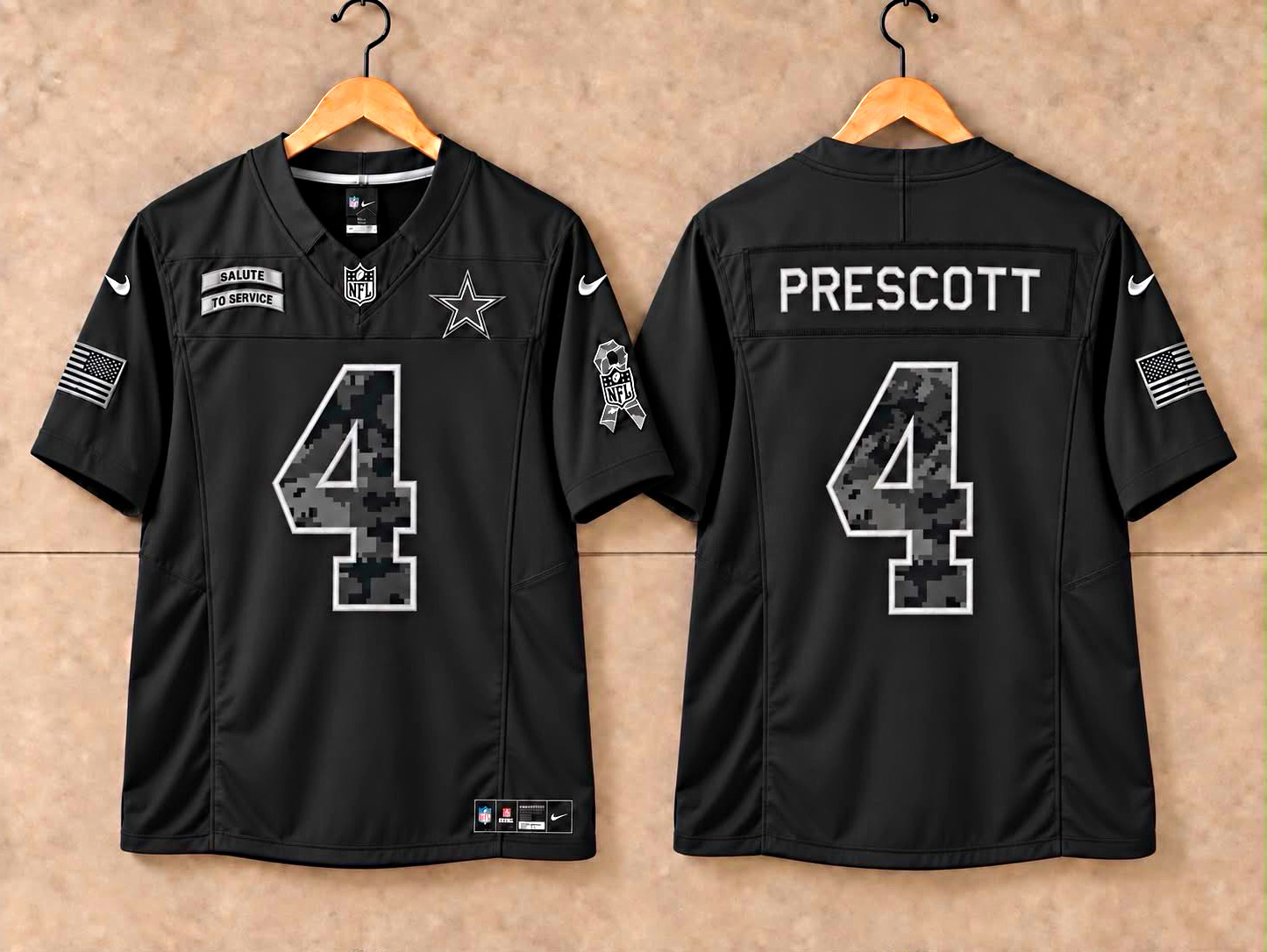 Nike Dallas Cowboys Dak Prescott #4 Salute to Service Jersey Black