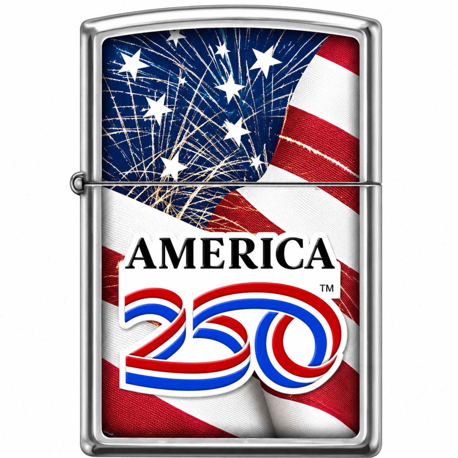 Zippo Windproof Pocket Lighter America 250 Street Chrome US Flag Metal XC234