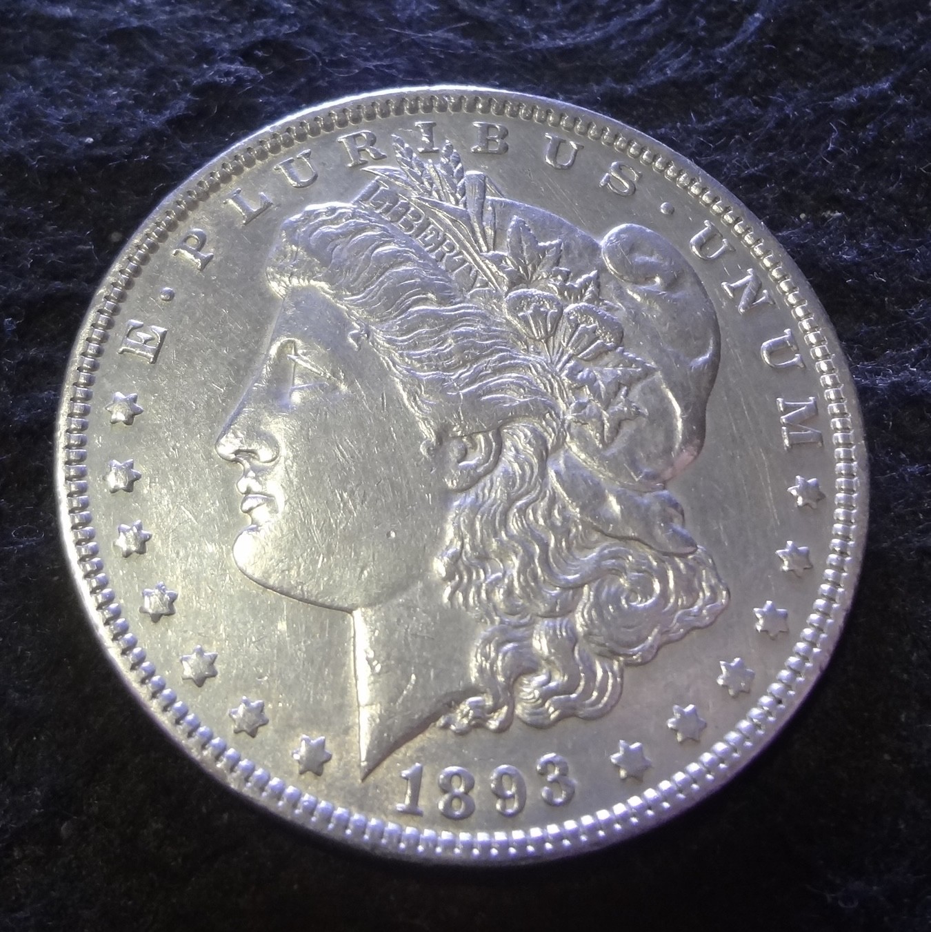 1893 P Morgan Silver Dollar - Solid AU details key from the Philadelphia mint