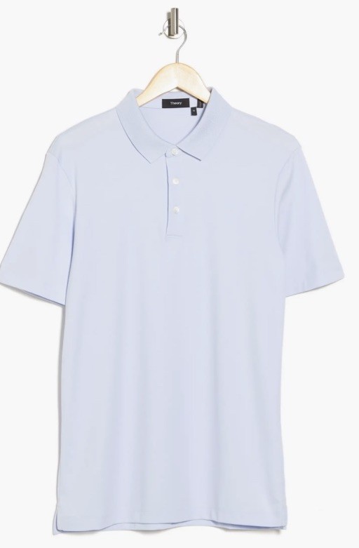 NWOT $128 2026 Theory Men’s Short Sleeve Polo Shirt Medium Olympic (Light Blue)