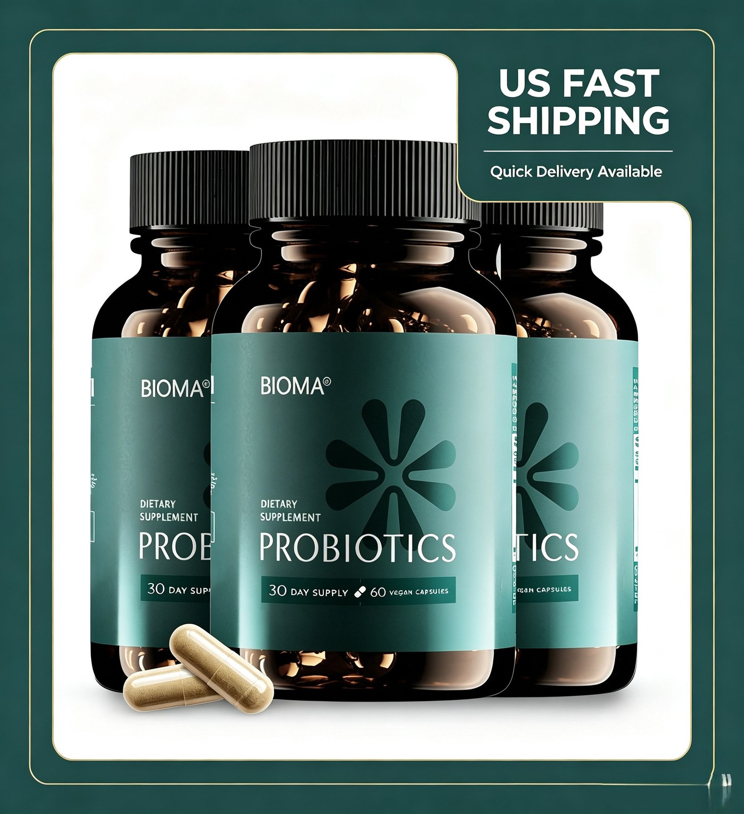 3 Pack BIOMA Probiotics 60 Capsules Digestive Health Gut Support Men Women US