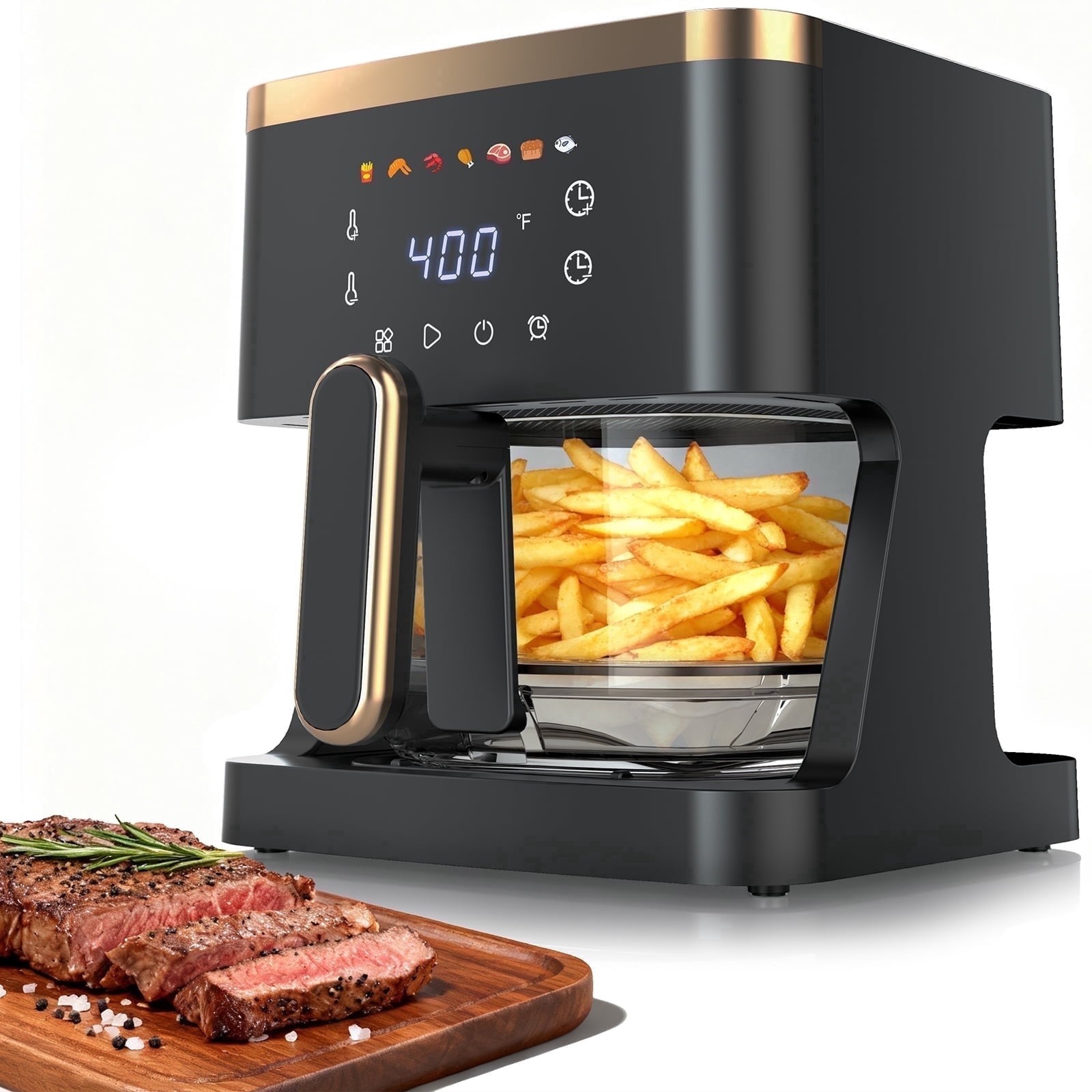 Patbrela AF306 7-in-1 Air Fryer, 5 QT Glass Basket, 360 Cooking Window, 1400W