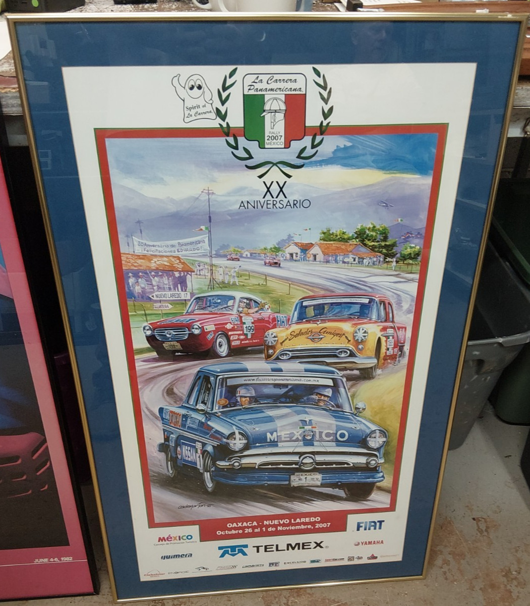 RARE-Carrera Panamericana Mexico Vintage Framed  Poster 2007 -20TH Anniversary