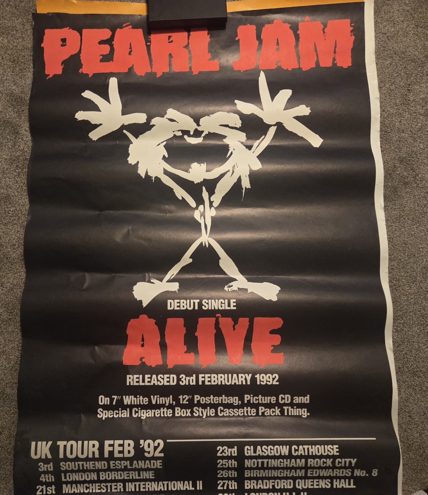 PEARL JAM ALIVE SINGLE POSTER 1992 VINTAGE VERY RARE 40