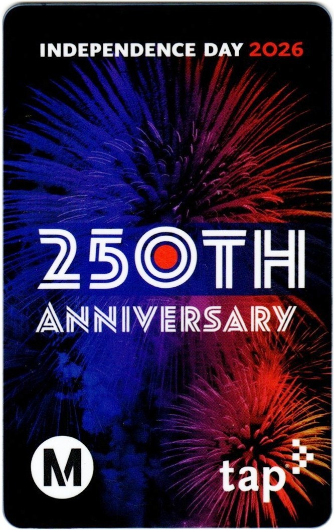 Metro TAP Card 250th Anniversary INDEPENDENCE DAY 2026 Subway Bus Transit Card Metro TAP Card 250th Anniversary INDEPENDENCE DAY 2026 Subway Bus Transit Card