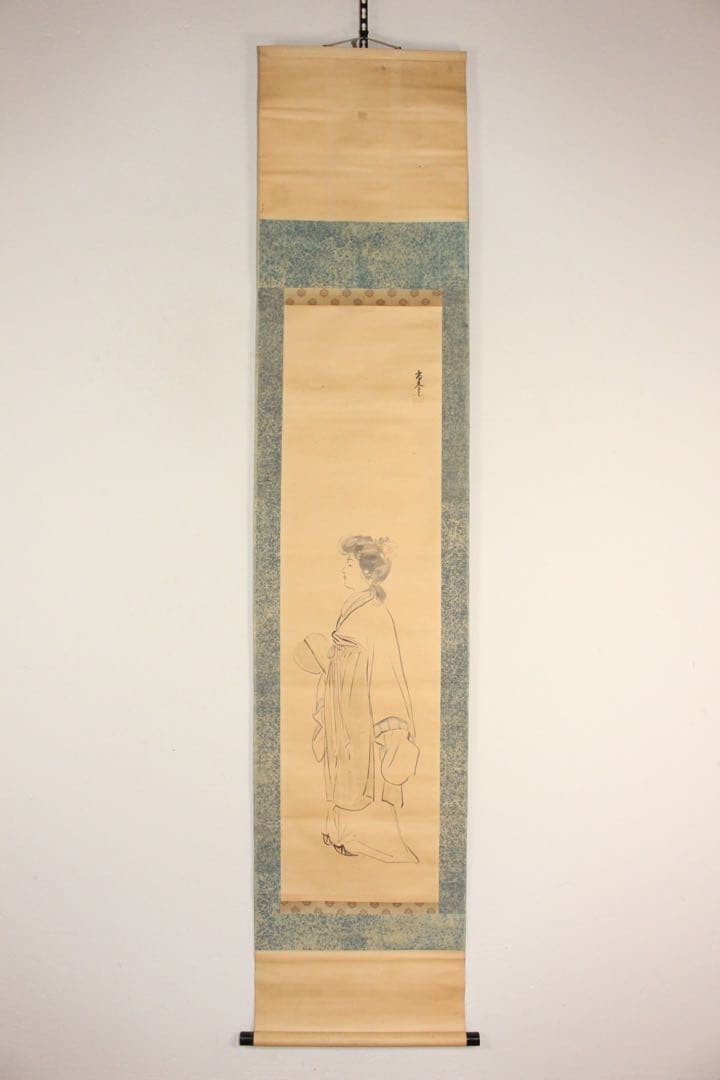 Sasaki Naofumi Japanese Hanging Scroll Beautiful Woman Ink Painting Antique