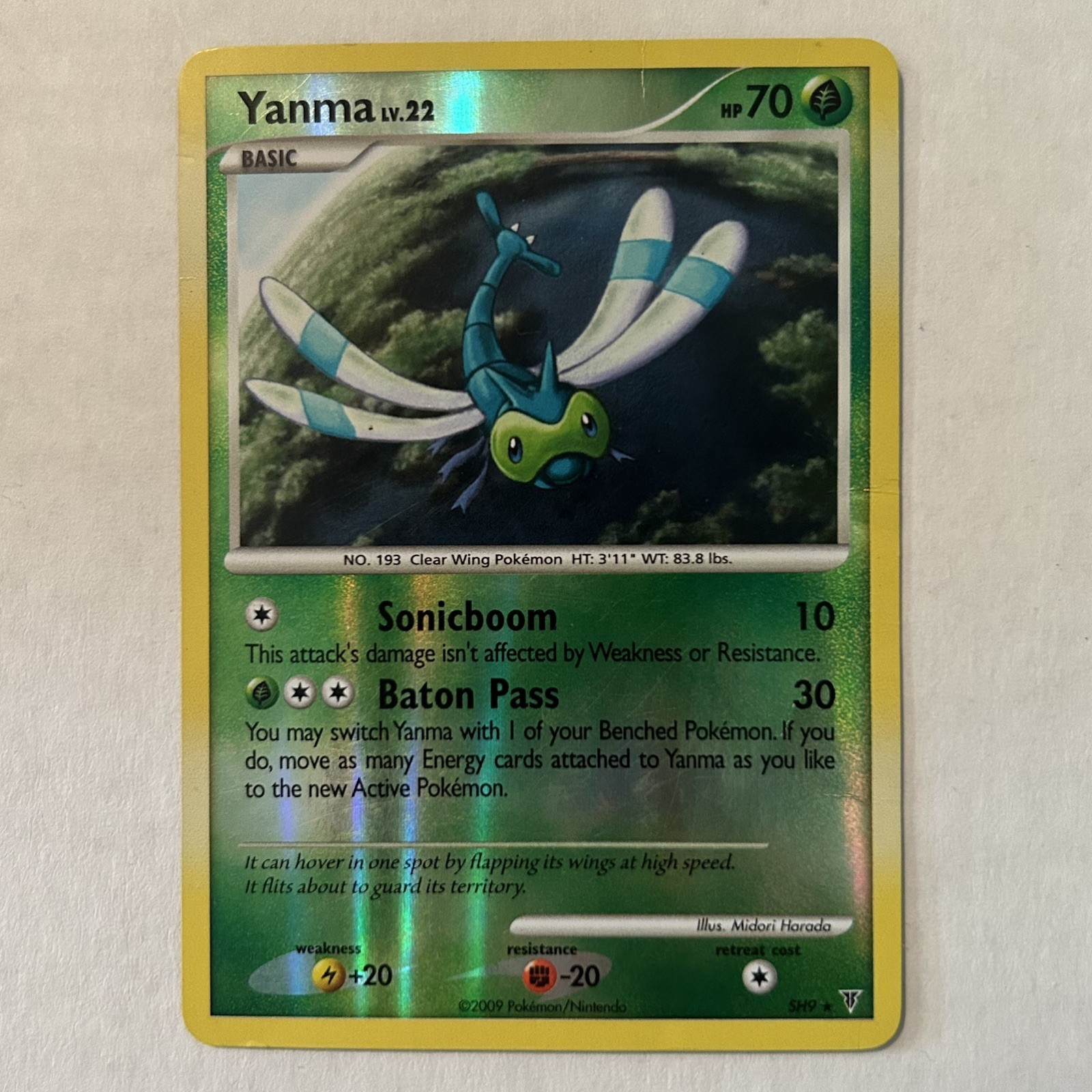 Yanma (Shiny) SH9-12 Supreme Victors Reverse Holo 2009 Pokemon Card Damaged