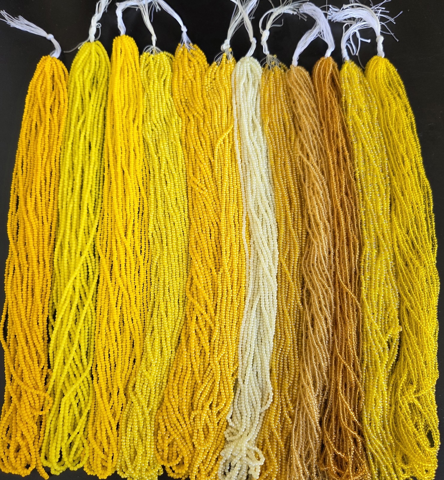 Authentic Czech Glass Seed Beads (Size 11/0) 12 Color Assortment  Yellow & Beige