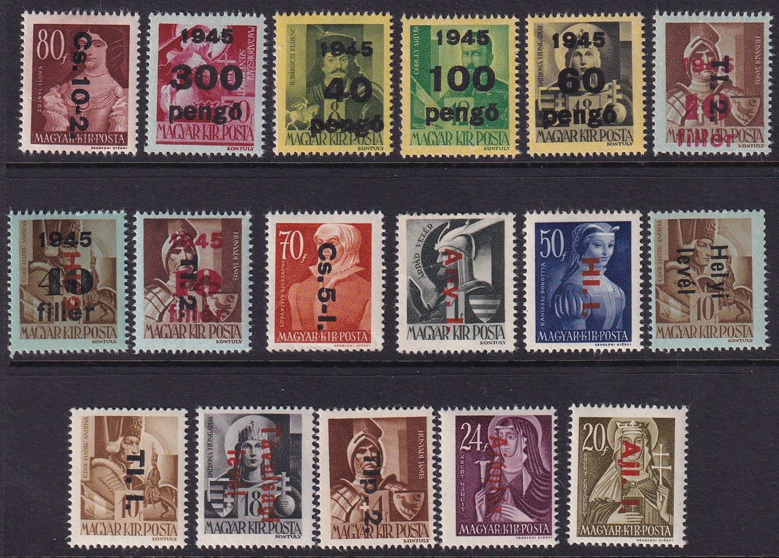 Lot-R Stamp Hungary 1946 Portrait Selection Overprints MNH