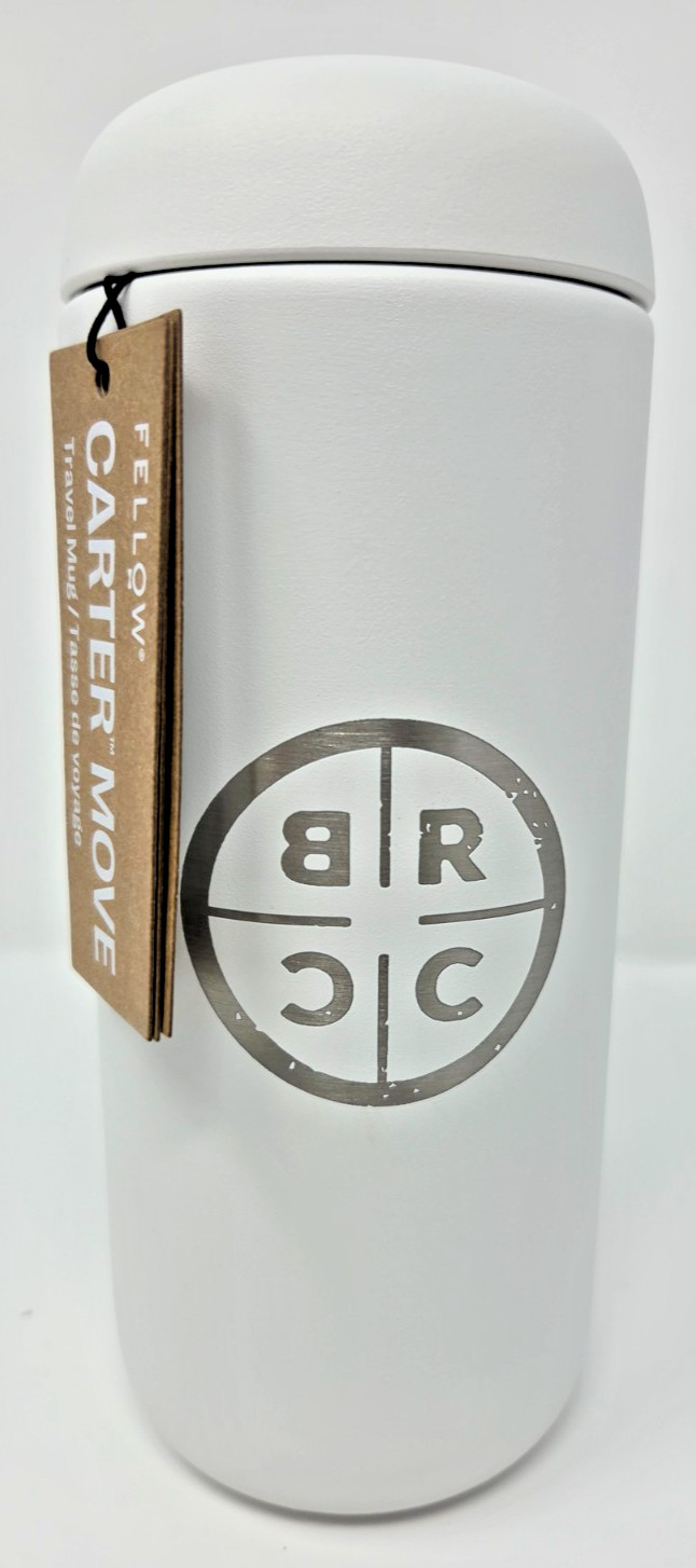 FELLOW ~ Black Rifle Coffee ~ 16 OZ CARTER MOVE TRAVEL MUG TUMBLER - White ~ New FELLOW ~ Black Rifle Coffee ~ 16 OZ CARTER MOVE TRAVEL MUG TUMBLER - White ~ New