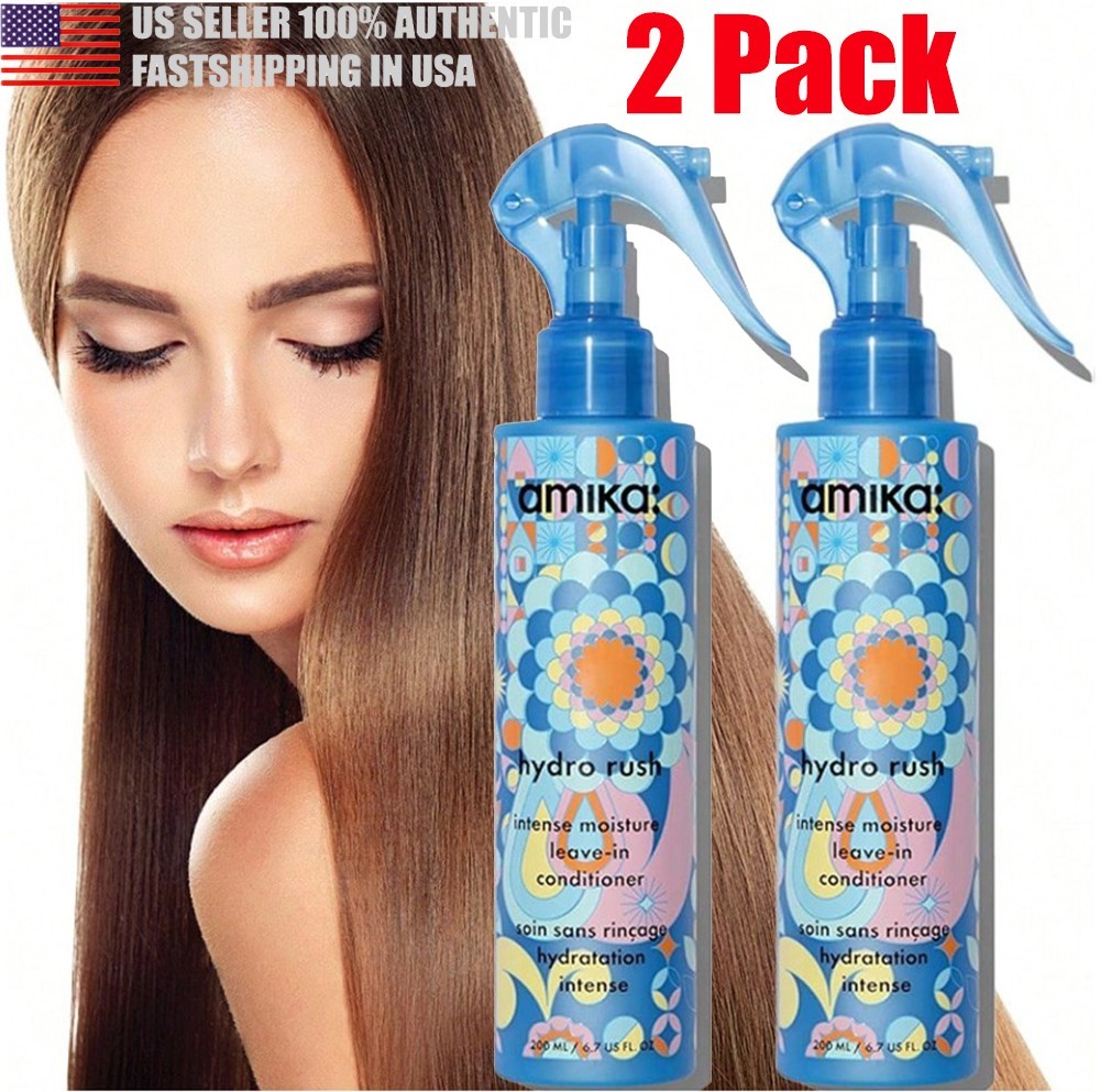 Amika Hydro Rush Intense Moisture Leave-In Conditioner, 6.7 oz (2 Pack)