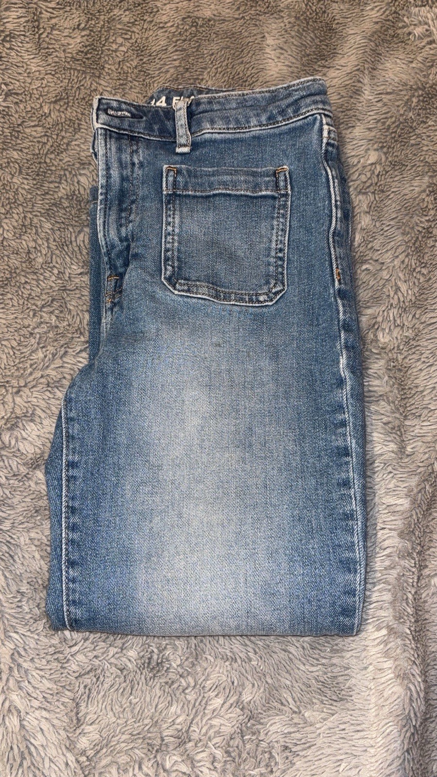 GAP Teens High Rise Flared Blue Denim Jeans Medium Wash Solid Size 14