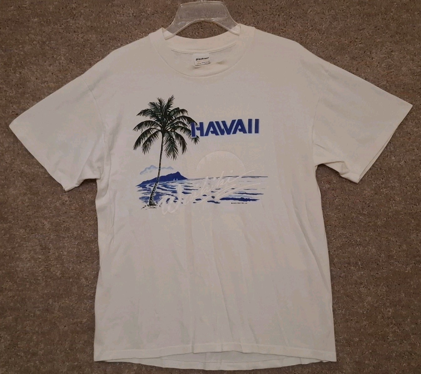 Stedman Hawaii Graphic T-Shirt Mens Large White Vintage Single Stitch USA Made