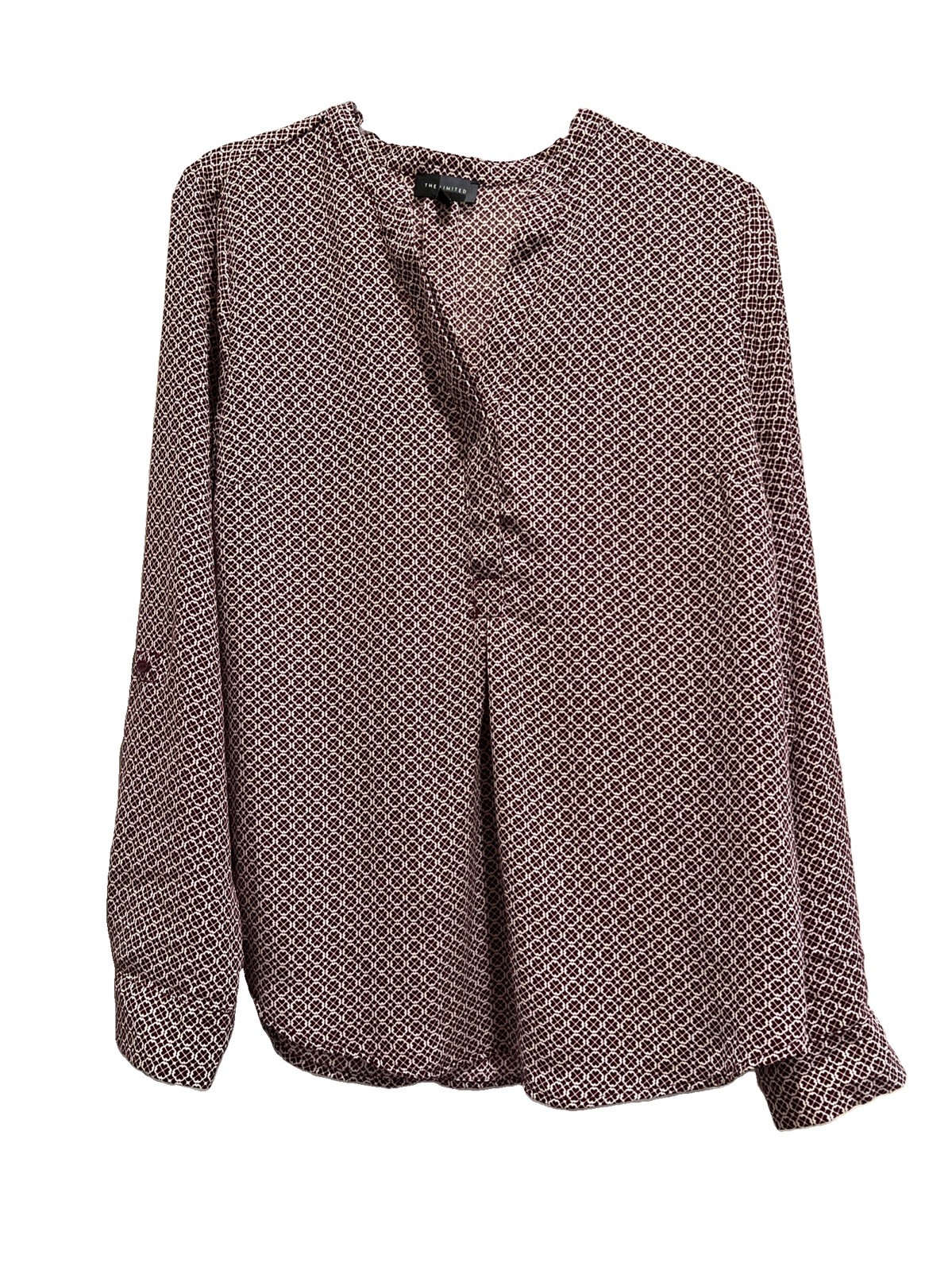 THE LIMITED Women’s Top Blouse Shirt Medium M Polyester Maroon & Ivory