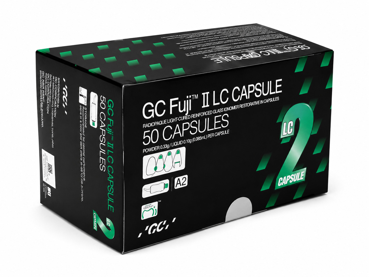 GC Fuji II LC A2 Caps 50/Pk Light Cure Glass Ionomer Restorative Dental
