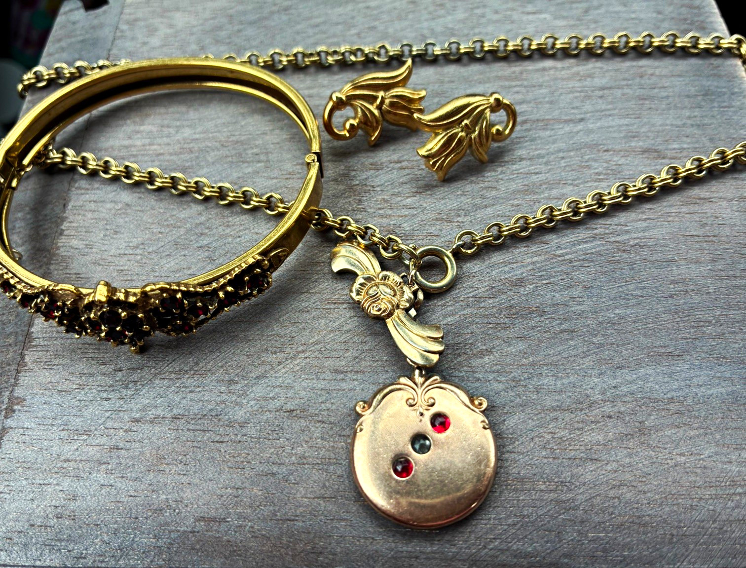 Antique and vintage gold filled and tone 3 piece set watch chain and fob Antique and vintage gold filled and tone 3 piece set watch chain and fob