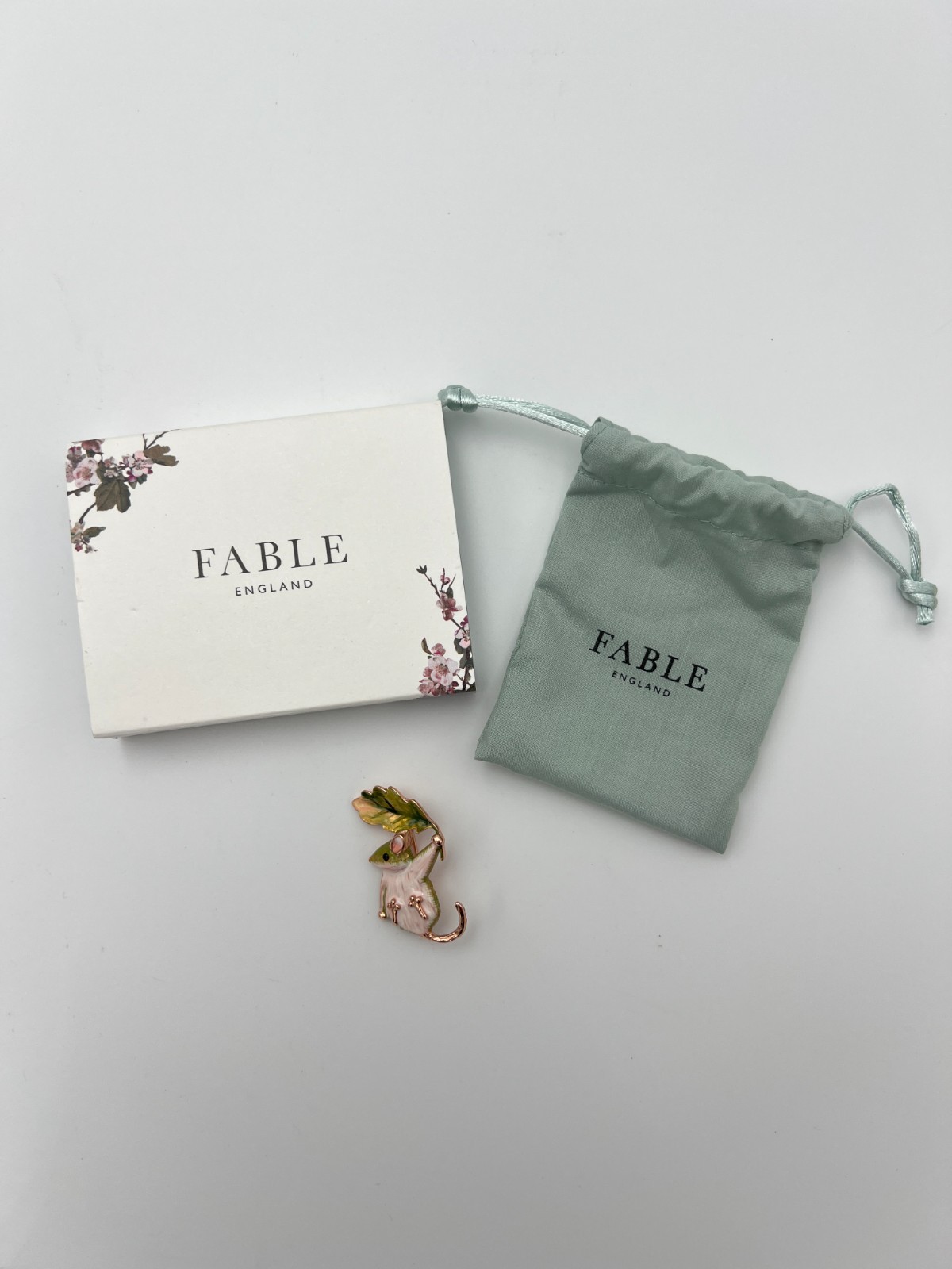 Fable England Enamel Dormouse Brooch (Rose Gold) - New in Damaged Box