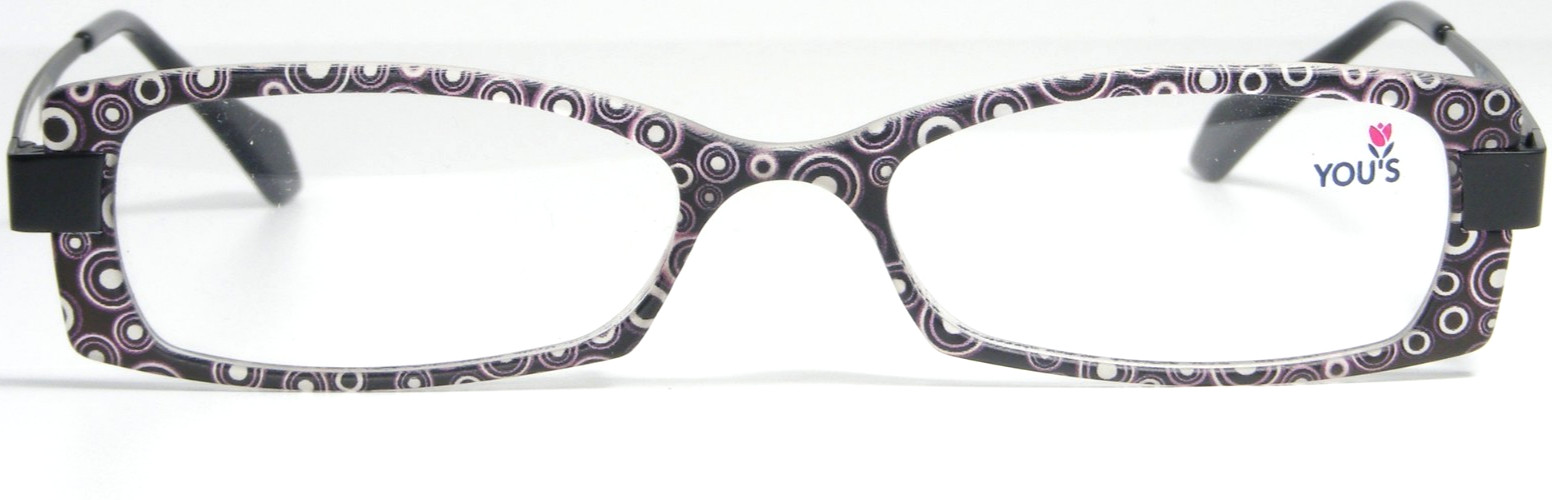 You’S 671 Col.100 Black Purple Circle Pattern Eyeglasses Glasses 47-17-135 NEW