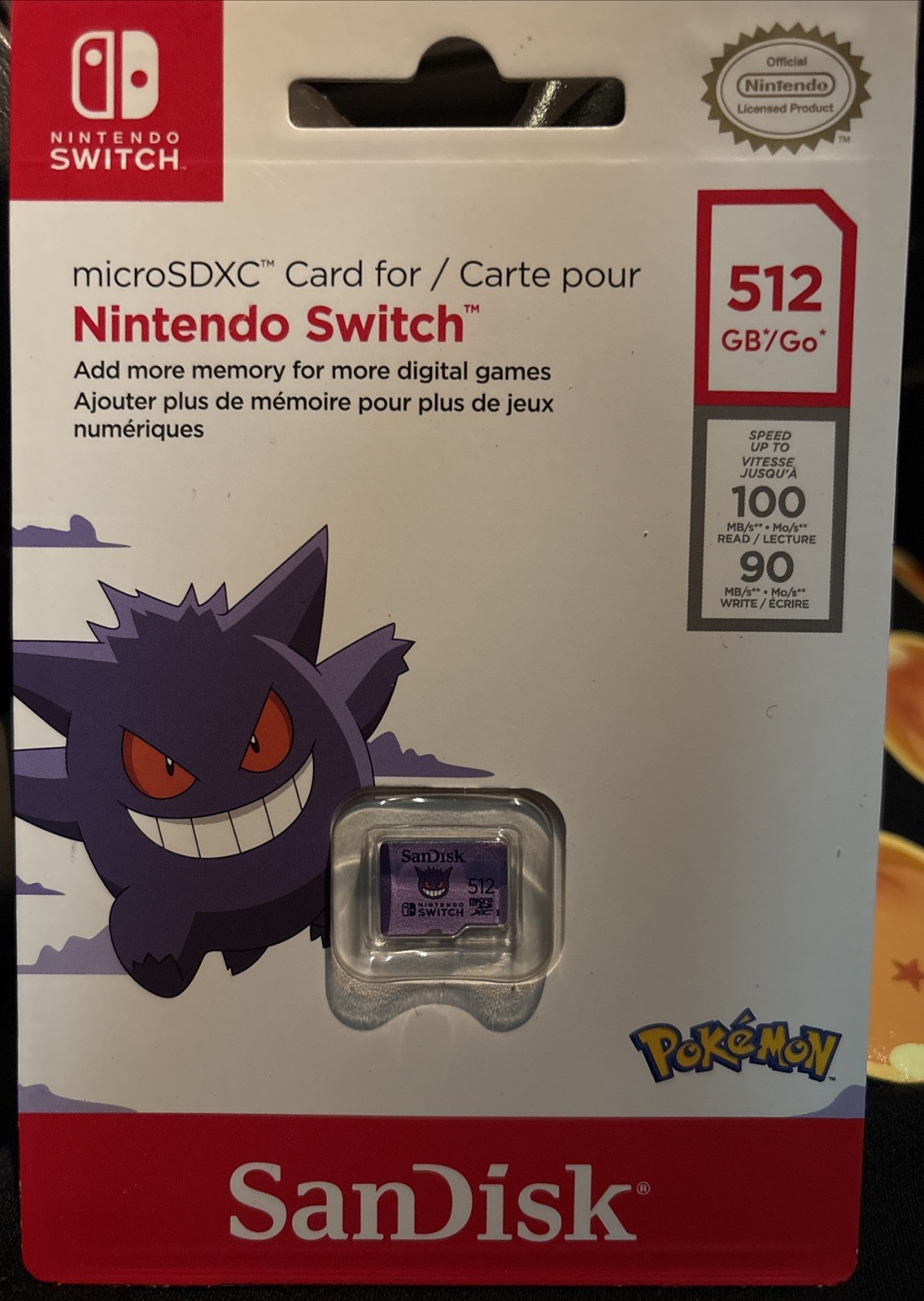 SanDisk 512GB MicroSDXC Card - Nintendo Switch (Pokemon) - Gengar Edition (New)