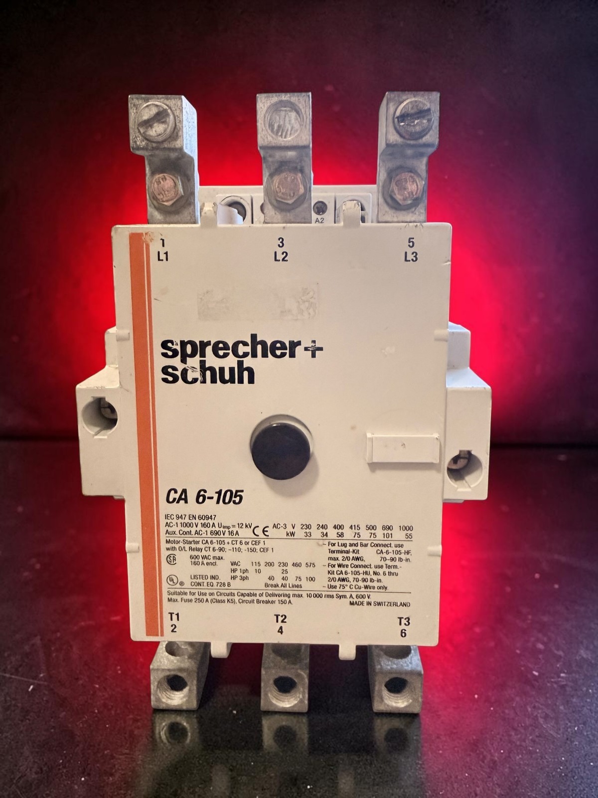 Sprecher + Schuh CA6-105-11-120B Contactor 105/120V EXCELLENT WORKING CONDITION