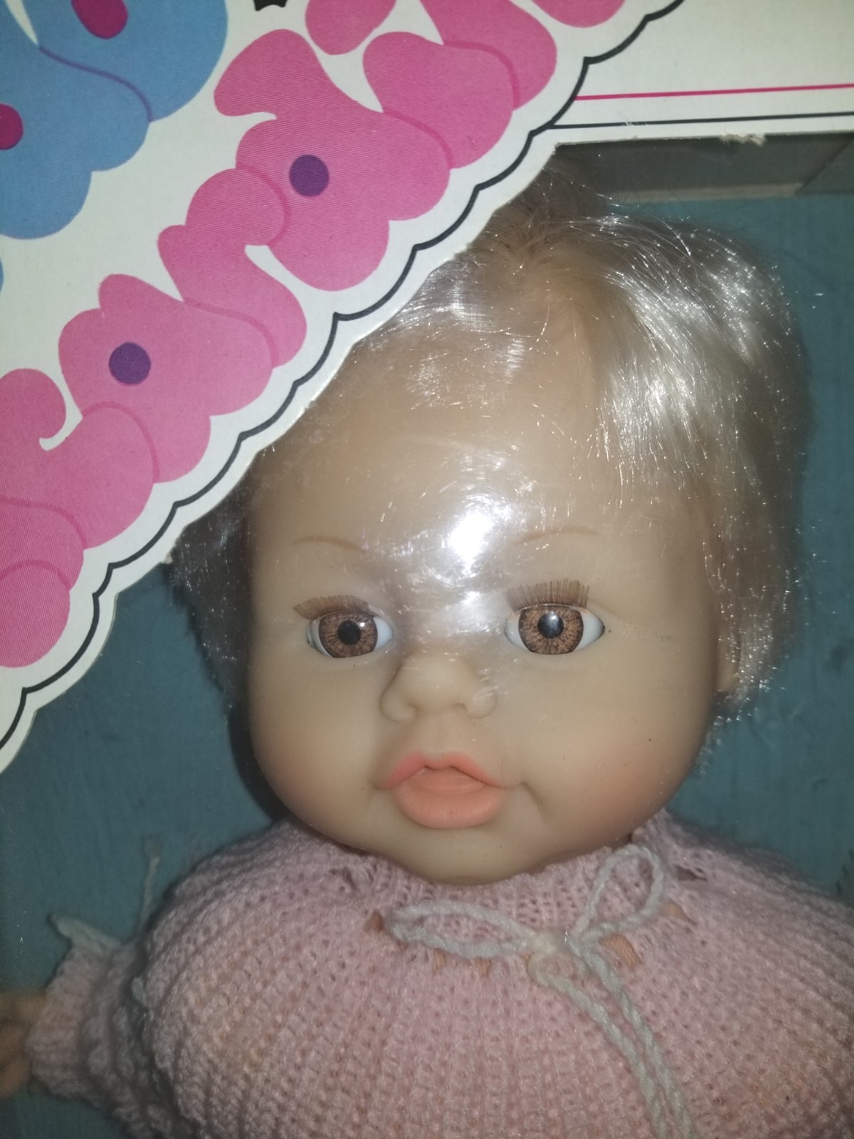 New Jesmar Baby Girl Doll in Box Pink Dress With Moving Eye And Sings Made Spain
