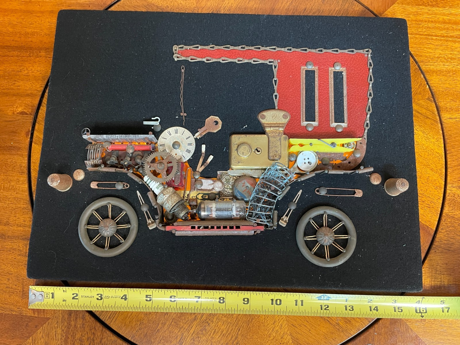 UNUSUAL VTG Folk Art Classic Car on Felt Using \ UNUSUAL VTG Folk Art Classic Car on Felt Using \