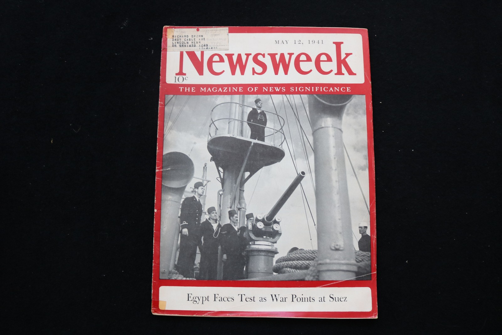 1941 MAY 12 NEWSWEEK MAGAZINE - EGYPT FACES TEST, WAR AT SUEZ COVER - NW 978