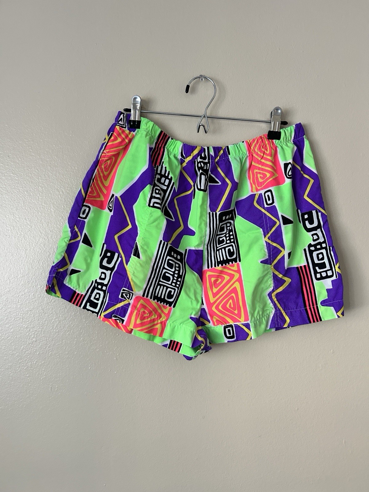Vintage JAG 90s Abstract Neon Nylon Shorts Womens Large Made in USA Retro Vintage JAG 90s Abstract Neon Nylon Shorts Womens Large Made in USA Retro