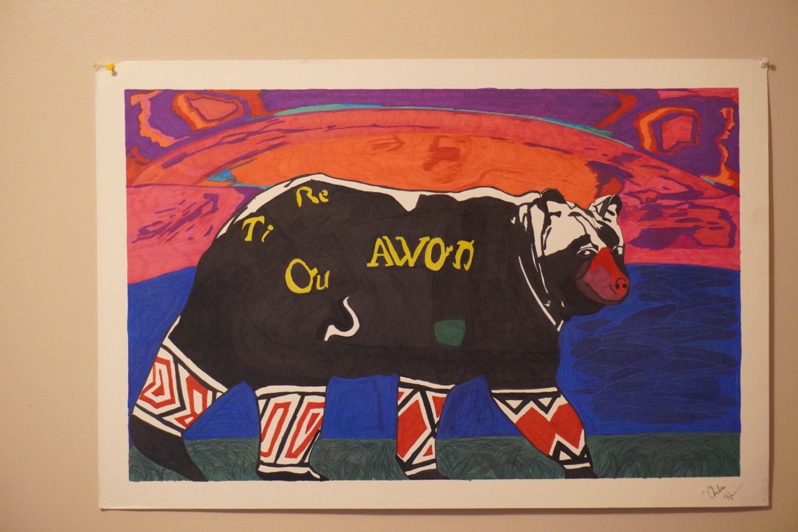 Cherokee Bear 20x30 Mixed Media/Marker I updated the look where it is smoother