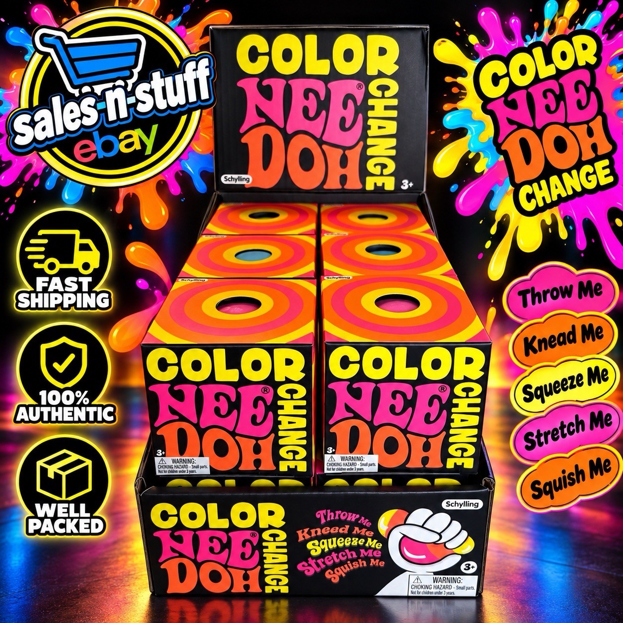 NeeDoh Color Change Ball Lot of 12 Full Case With Display Box 🔥 AUTHENTIC NEW NeeDoh Color Change Ball Lot of 12 Full Case With Display Box 🔥 AUTHENTIC NEW