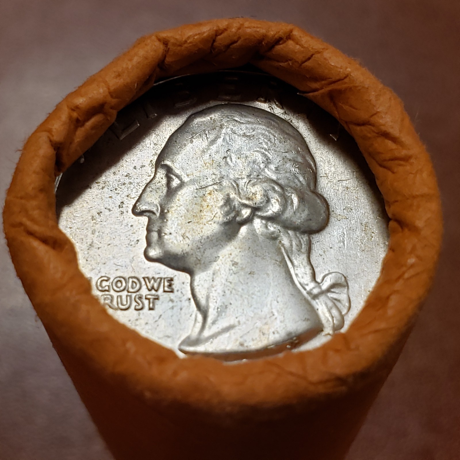 1964-D 25c Washington Silver Quarters Original Bank Roll ASW - SKU-Q5637