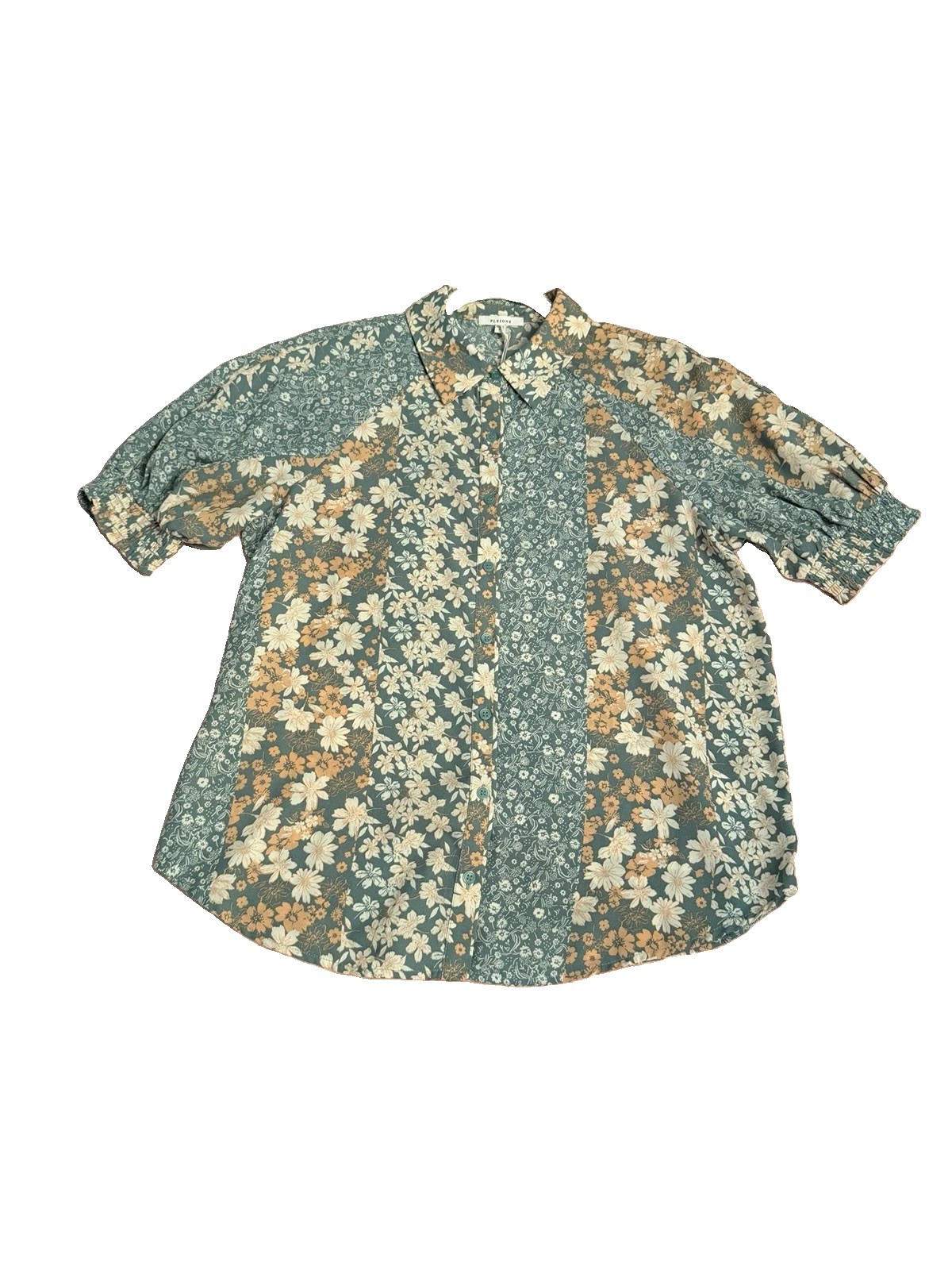 Anthropologie Pleione Floral Blouse Top S Puff Sleeve Button Up Cottagecore NWT