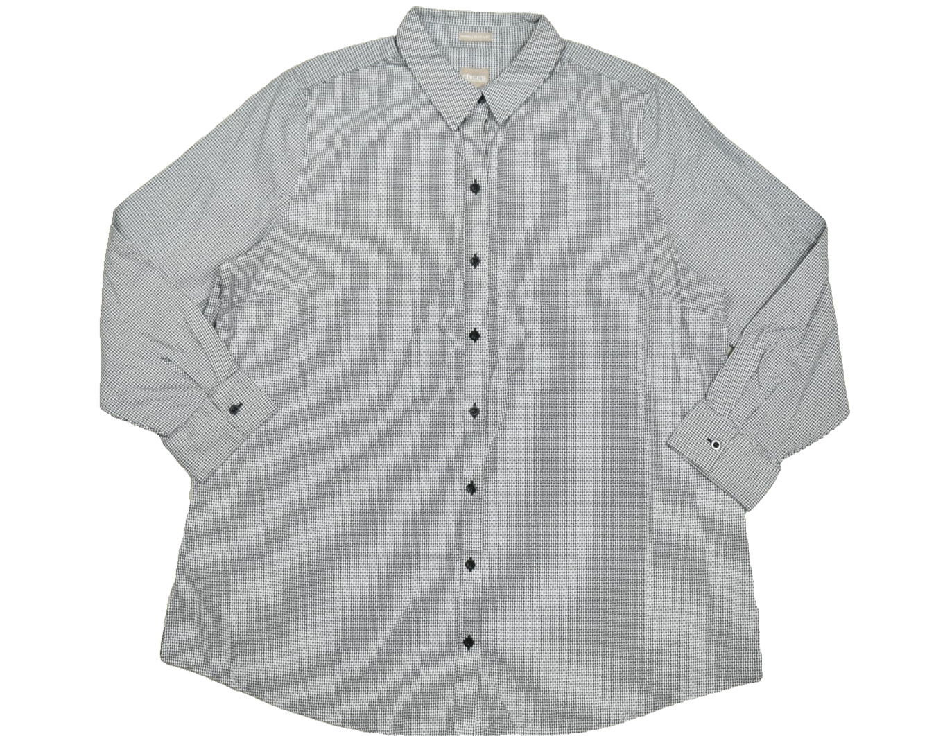 Chico\'s Size 3 / US 16-18 XL Blue White Wrinkle Resistant Cotton Button Down Top