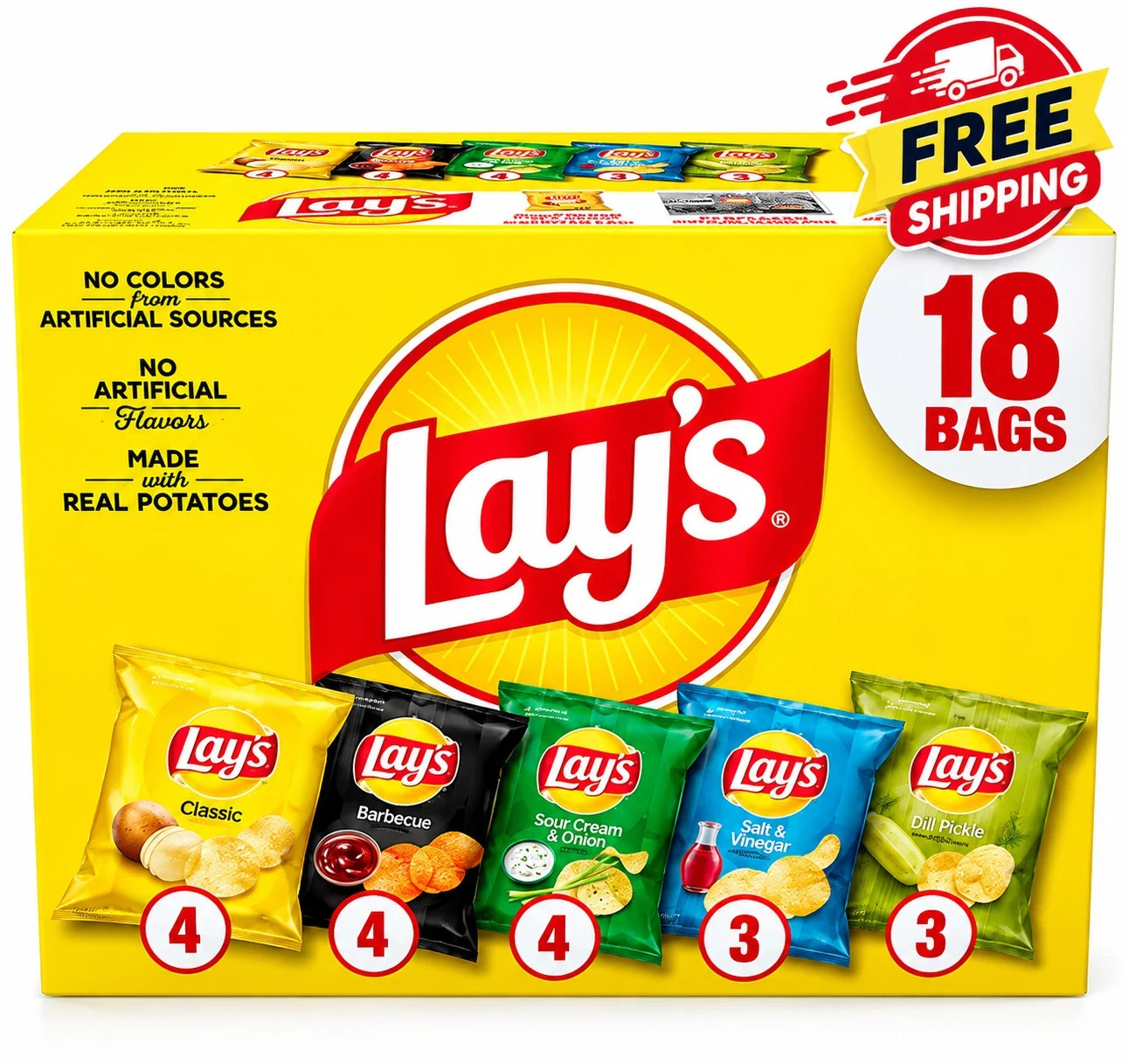 Lay\'s Snacks Mix Potato Chips Variety Pack, 1 oz, 18 Count Lay\'s Snacks Mix Potato Chips Variety Pack, 1 oz, 18 Count