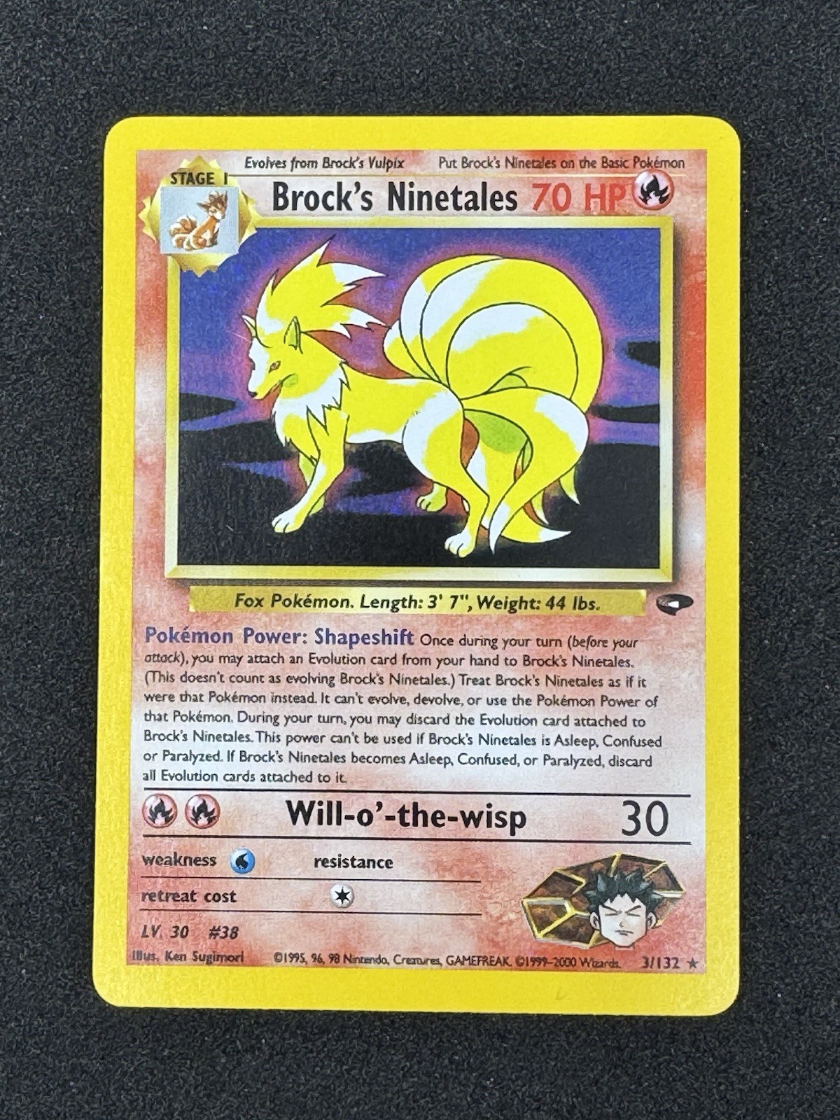Brock\'s Ninetales 3/132 Gym Heroes Holo *LP* Pokemon TCG English 2000