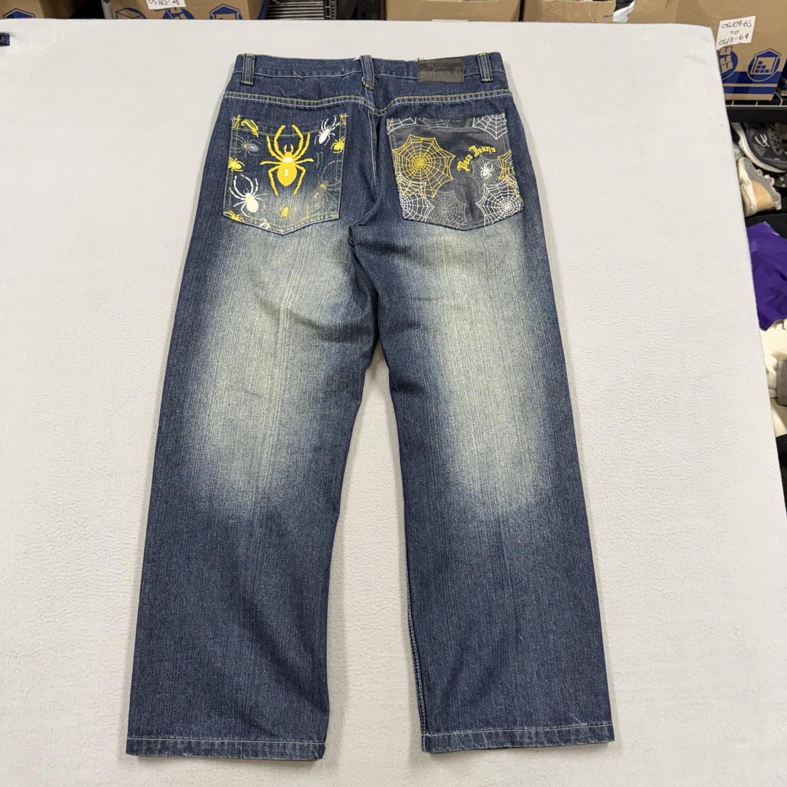 Paco Jeans Jeans Mens 34x30 Blue y2k baggy Spider Web Halloween skater grunge