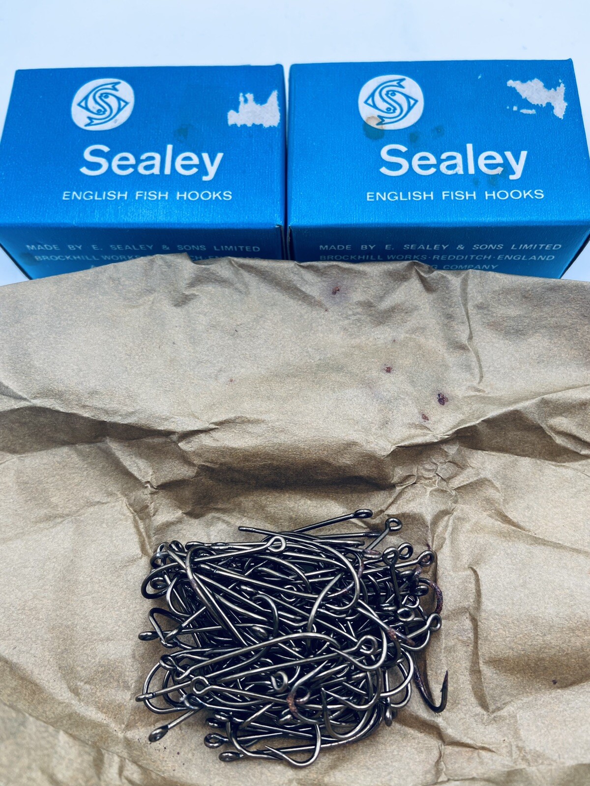 VTG Edgar Sealey English Fish Hooks Size 3-#1738.B -NOS- 200 Hooks/2 Boxes