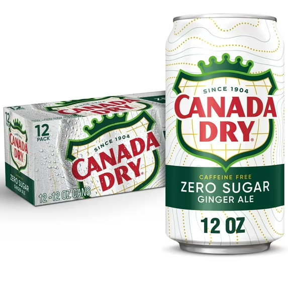 Canada Dry Caffeine Free Zero Sugar Ginger Ale Soda Pop, 12 fl oz, 12 Pack Cans Canada Dry Caffeine Free Zero Sugar Ginger Ale Soda Pop, 12 fl oz, 12 Pack Cans