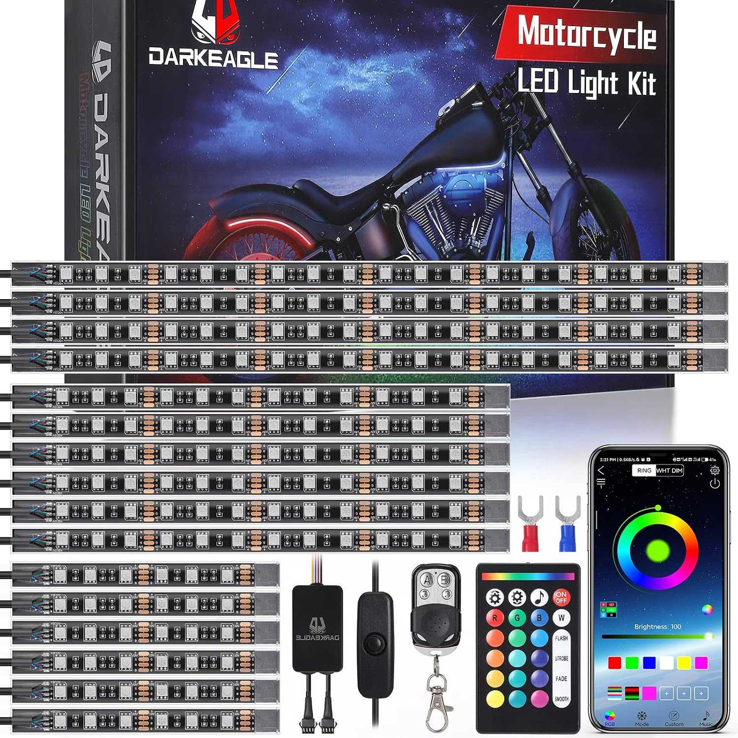 16PCS Motorcycle RGB LED Underglow Light Kit Brake Turn Signal Dual Zone IP68 16PCS Motorcycle RGB LED Underglow Light Kit Brake Turn Signal Dual Zone IP68