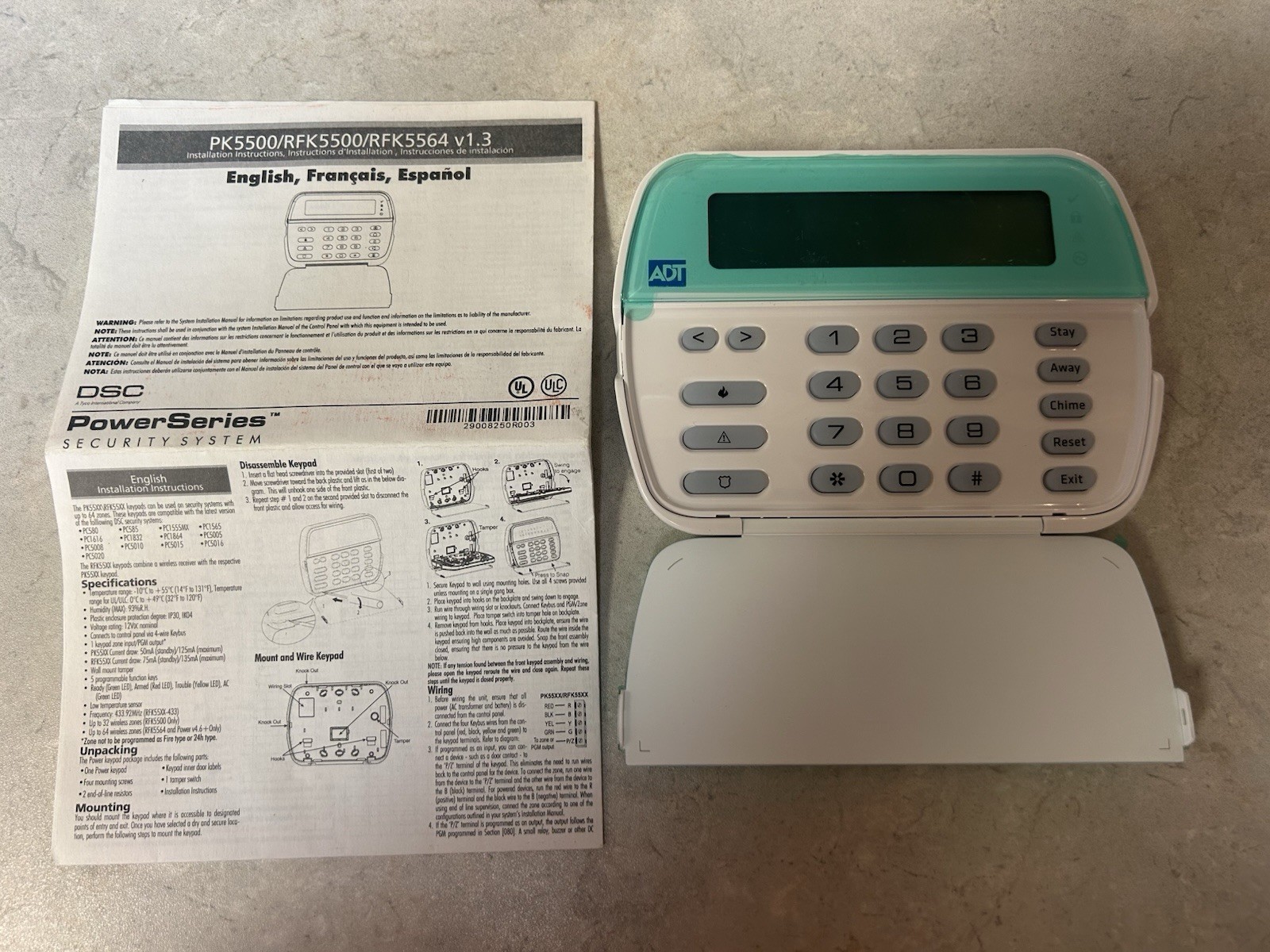 DSC PowerSeries RFK5564ENG ADT LCD Full-Message Keypad DSC PowerSeries RFK5564ENG ADT LCD Full-Message Keypad