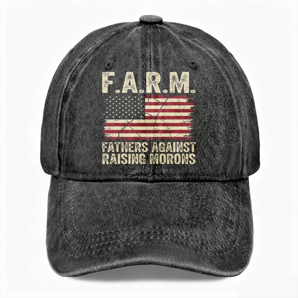 Unisex FARM Fathers Against Raising Morons Dad Hat Dad Humor Washed Baseball Cap